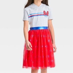 Disney Girls’ Minnie Mouse Patriotic Hooded Dress - XL